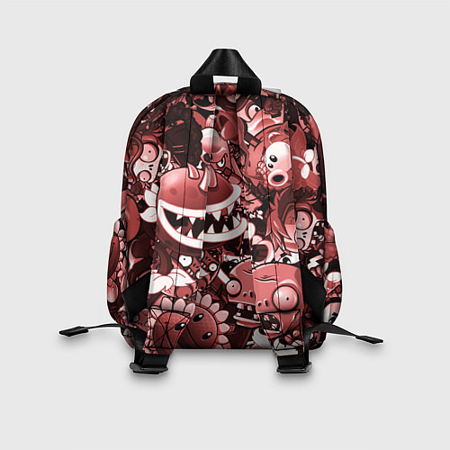 Детский рюкзак Растения против зомби в красном цвете / 3D-принт – фото 2