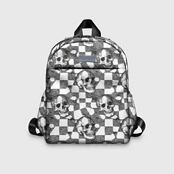 Детский рюкзак Черепа и клетчатый фон с дырами, цвет: 3D-принт