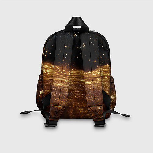 Детский рюкзак Золотистые крупицы на черном / 3D-принт – фото 2