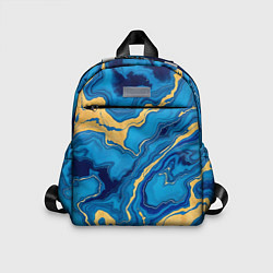 Детский рюкзак Синий мрамор с золотом, цвет: 3D-принт