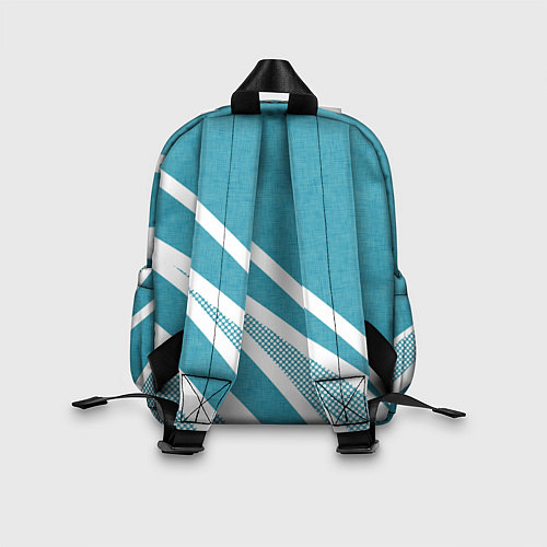 Детский рюкзак Бело-голубой абстракция с полосами / 3D-принт – фото 2