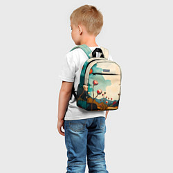 Детский рюкзак Сюрреалистичный пейзаж с цветами, цвет: 3D-принт — фото 2