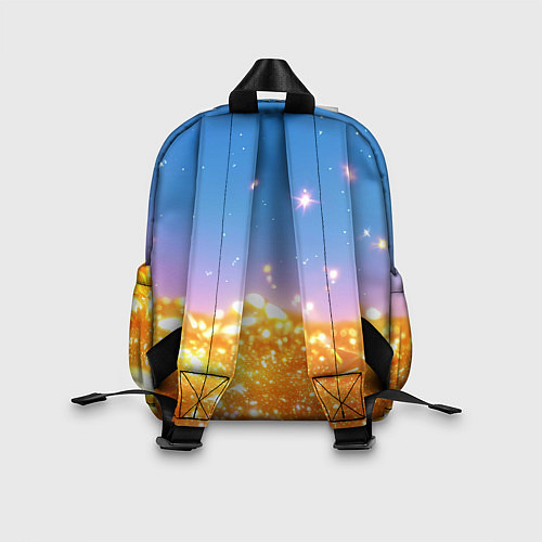 Детский рюкзак Золотые шарики на голубом фоне / 3D-принт – фото 2