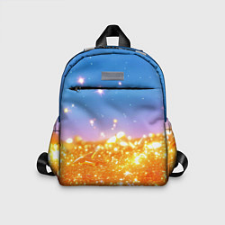 Детский рюкзак Золотые шарики на голубом фоне, цвет: 3D-принт