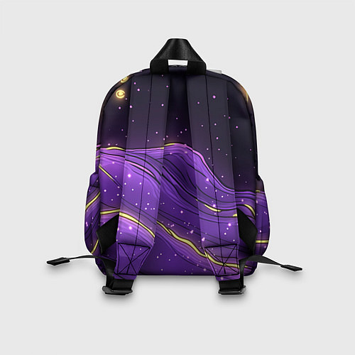 Детский рюкзак Фиолетовая текстура с золотыми звездочками / 3D-принт – фото 2
