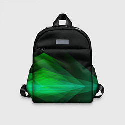 Детский рюкзак Неоновая зеленая абстракция на черном фоне, цвет: 3D-принт
