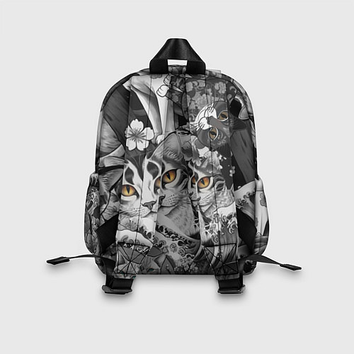 Детский рюкзак С котами и рыбой на фоне сакуры в волнах / 3D-принт – фото 2