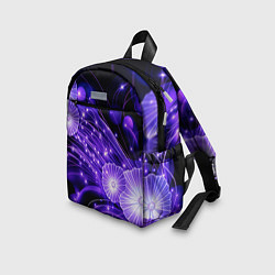 Детский рюкзак Силуэты цветов на темном фоне - фиолетовое свечени, цвет: 3D-принт — фото 2