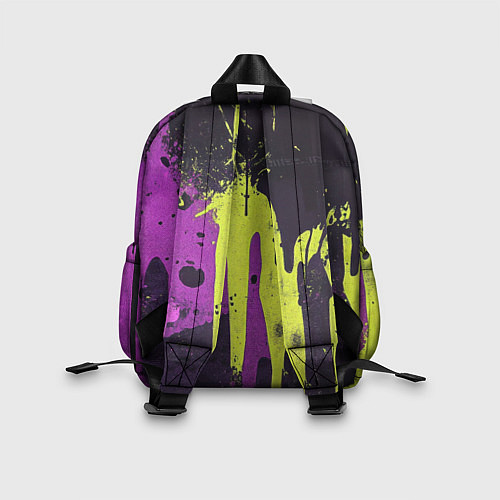 Детский рюкзак Желтая и фиолетовая краска на черном / 3D-принт – фото 2