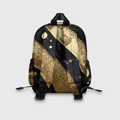 Детский рюкзак Выпуклая золотая текстура на черном / 3D-принт – фото 2