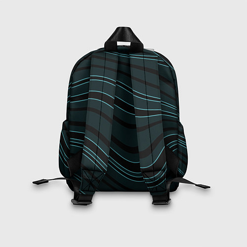 Детский рюкзак Тёмный синий волнистые полосы / 3D-принт – фото 2