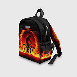 Детский рюкзак Трековый велосипедист в огне, цвет: 3D-принт — фото 2