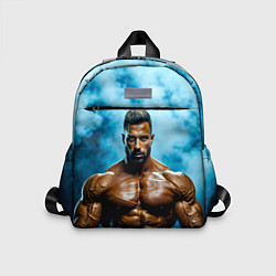 Детский рюкзак Бодибилдер в синем дыму, цвет: 3D-принт