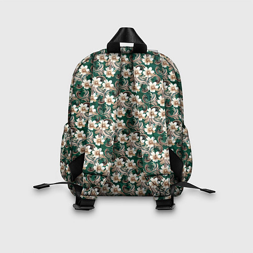 Детский рюкзак Цветочный паттерн зелёный / 3D-принт – фото 2