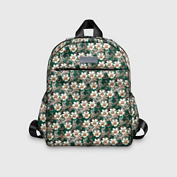 Детский рюкзак Цветочный паттерн зелёный, цвет: 3D-принт