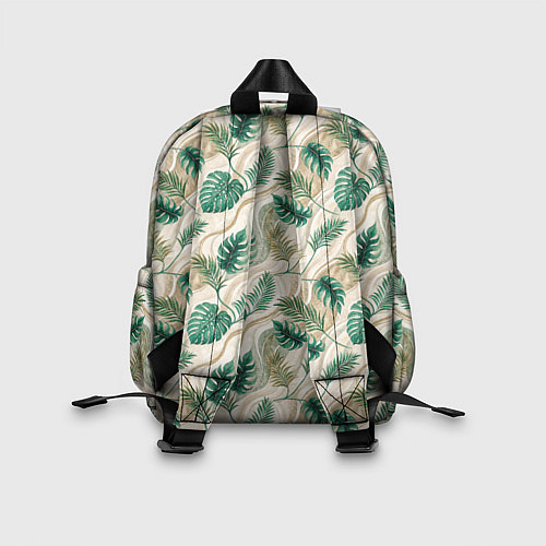 Детский рюкзак Листья монстеры на мраморном фоне / 3D-принт – фото 2