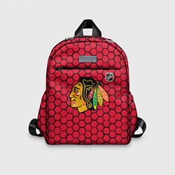 Детский рюкзак Чикаго Блэкхокс - красные соты, цвет: 3D-принт