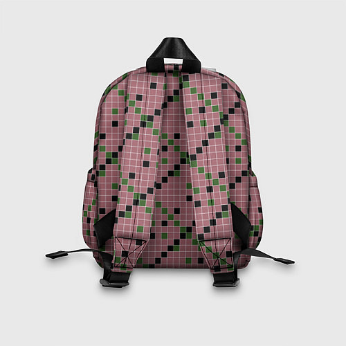 Детский рюкзак Коричневая с черным и зеленым плитка / 3D-принт – фото 2