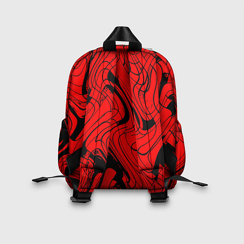Детский рюкзак Чёрно-красный абстрактный линии / 3D-принт – фото 2