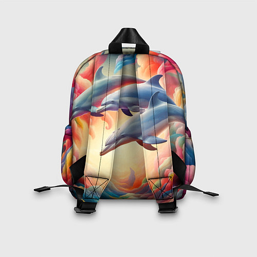 Детский рюкзак Три небесных дельфина - нейроарт фантазия / 3D-принт – фото 2