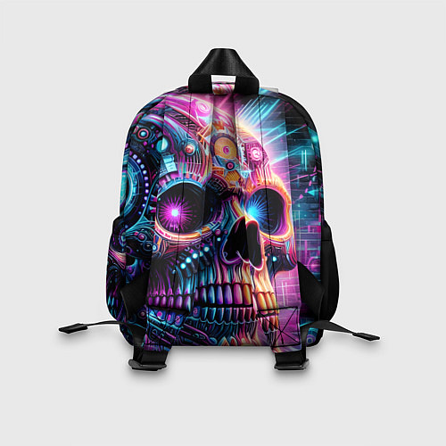 Детский рюкзак Neon cyber skull / 3D-принт – фото 2