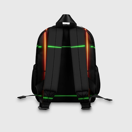Детский рюкзак Color black green orange lines / 3D-принт – фото 2