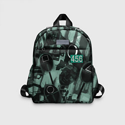 Детский рюкзак Номер 456 на фоне масок игры в кальмара, цвет: 3D-принт