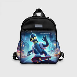 Детский рюкзак Bender is a skateboarder in neon street - ai art