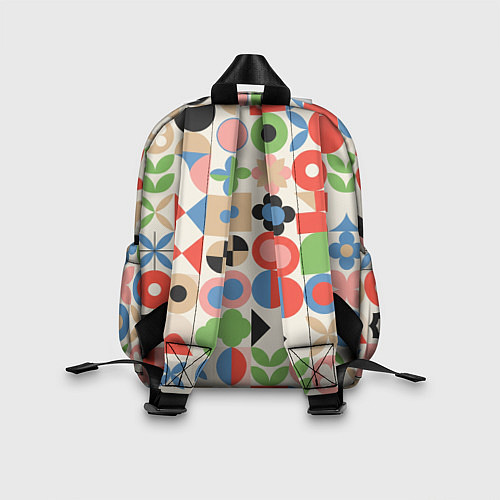Детский рюкзак Геометрический узор с цветочными элементами - ретр / 3D-принт – фото 2