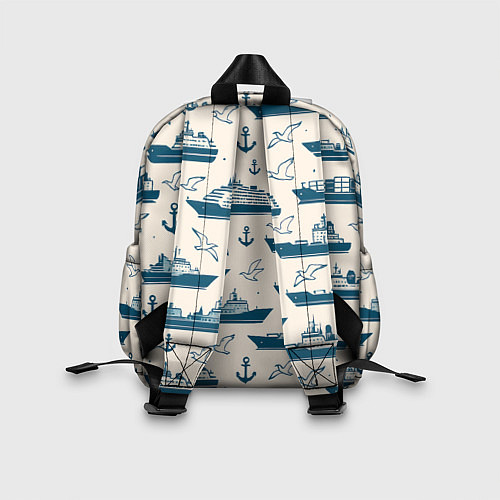Детский рюкзак Морской паттерн из чаек, якорей и кораблей / 3D-принт – фото 2