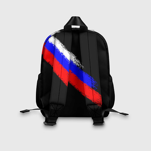 Детский рюкзак Герб на фоне цветов флага на чёрном фоне / 3D-принт – фото 2