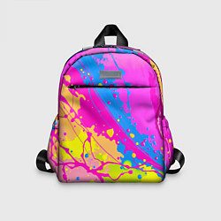 Детский рюкзак Яркая абстракция из розовых и голубых красок, цвет: 3D-принт