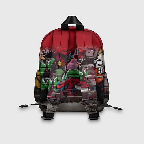 Детский рюкзак Bender bending robot and Fry - ai art graffiti / 3D-принт – фото 2