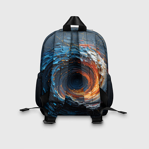 Детский рюкзак Краска синяя и оранжевая в форме вихря / 3D-принт – фото 2