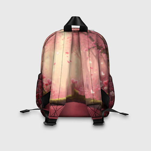 Детский рюкзак Сиреневая птица в розовом цветущем лесу / 3D-принт – фото 2