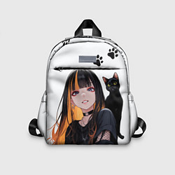 Детский рюкзак Девушка и кот, цвет: 3D-принт