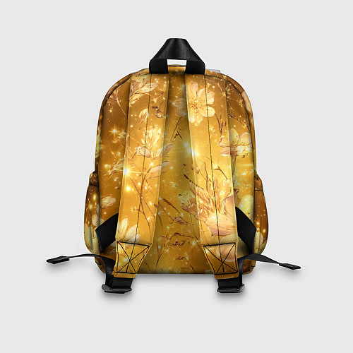 Детский рюкзак Цветочный золотой с искрами / 3D-принт – фото 2