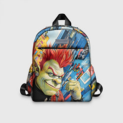 Детский рюкзак Панк Шрек на фоне домов, цвет: 3D-принт