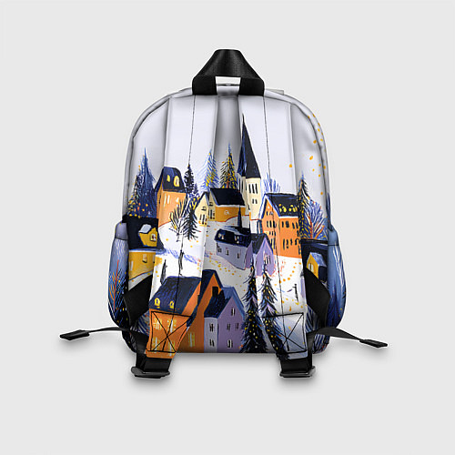 Детский рюкзак Новогодние домики на горе / 3D-принт – фото 2