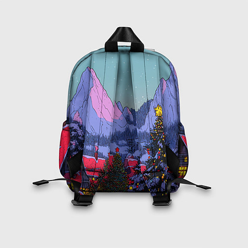 Детский рюкзак Новогодние елки в горном городке / 3D-принт – фото 2