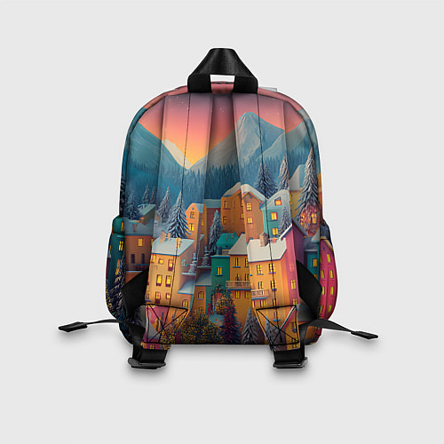 Детский рюкзак Новогодний город в горах / 3D-принт – фото 2