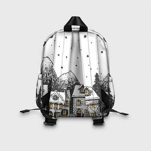 Детский рюкзак Черно-белый новогодний город / 3D-принт – фото 2