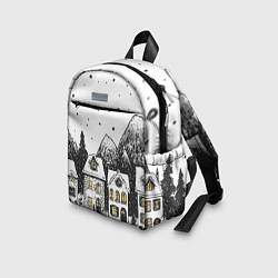 Детский рюкзак Черно-белый новогодний город, цвет: 3D-принт — фото 2