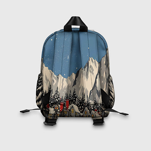 Детский рюкзак Небольшой новогодний город в горах / 3D-принт – фото 2