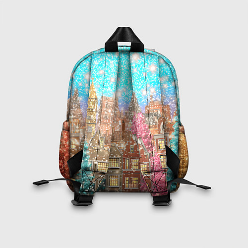 Детский рюкзак Новогодний город в блестках / 3D-принт – фото 2