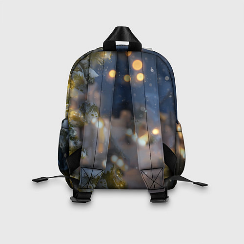 Детский рюкзак Рыжая лошадка на фоне Нового года / 3D-принт – фото 2