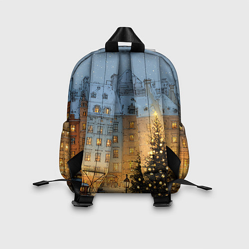 Детский рюкзак Новый год в старом уютном городе / 3D-принт – фото 2