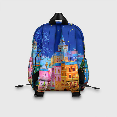 Детский рюкзак Разноцветные новогодние домики / 3D-принт – фото 2