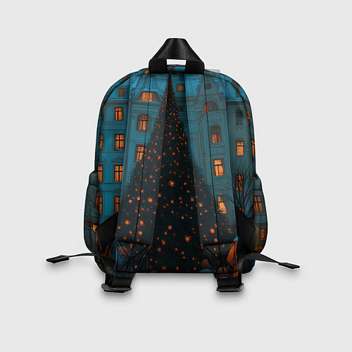 Детский рюкзак Люди встречают новый год во дворе / 3D-принт – фото 2