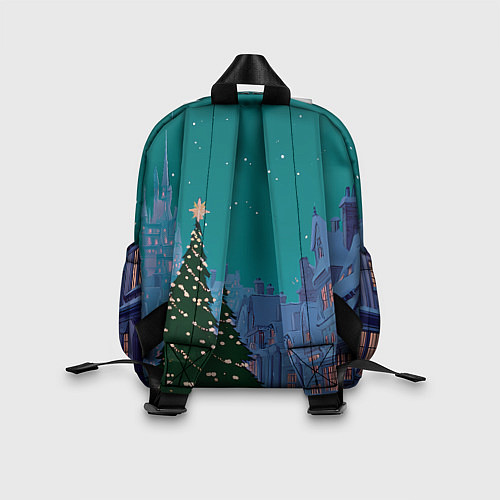 Детский рюкзак Зеленая новогодняя елка во вдоре / 3D-принт – фото 2